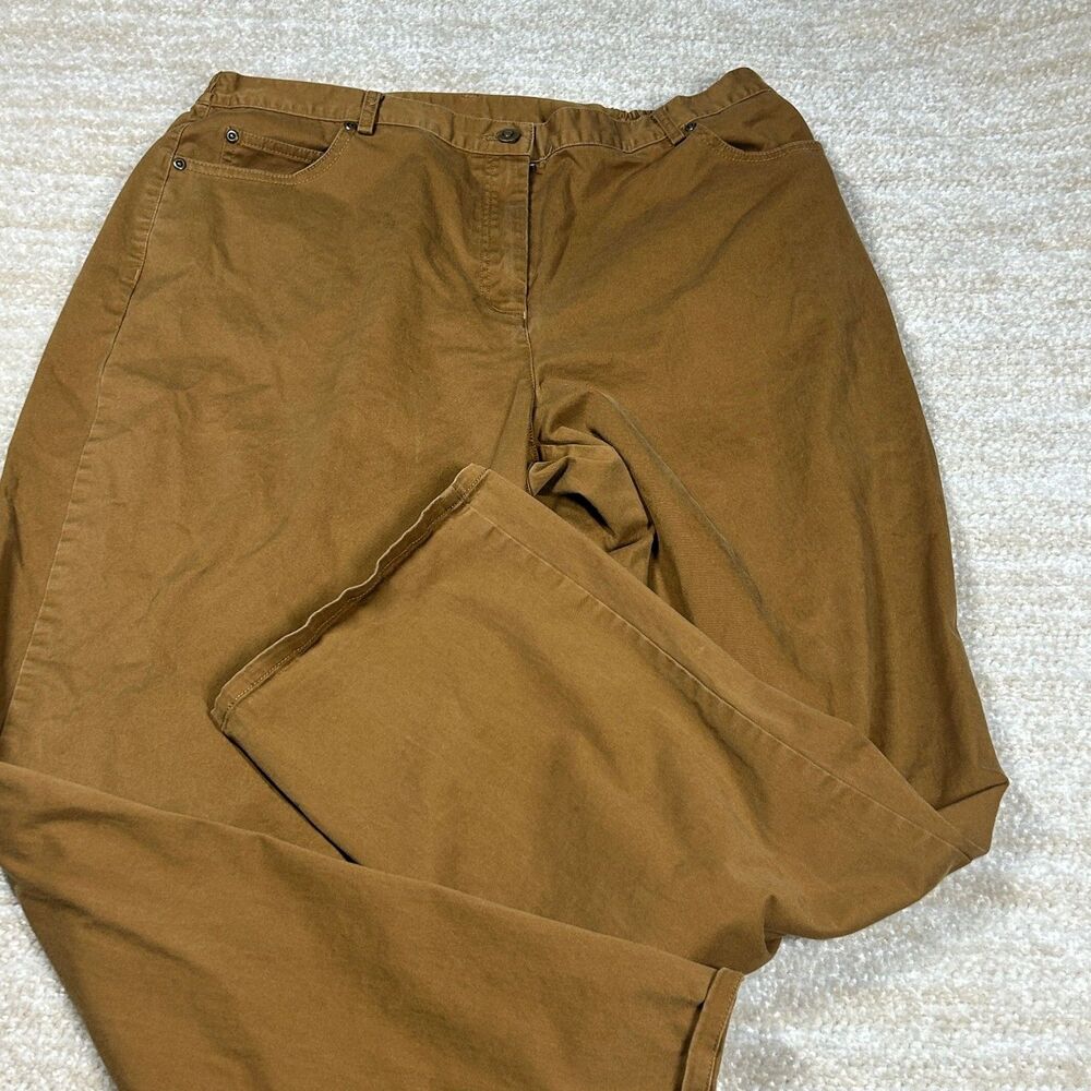 Ruby Rd Pants Womens 16W Plus Straight Leg Chino Brown Cotton Stretch Casual